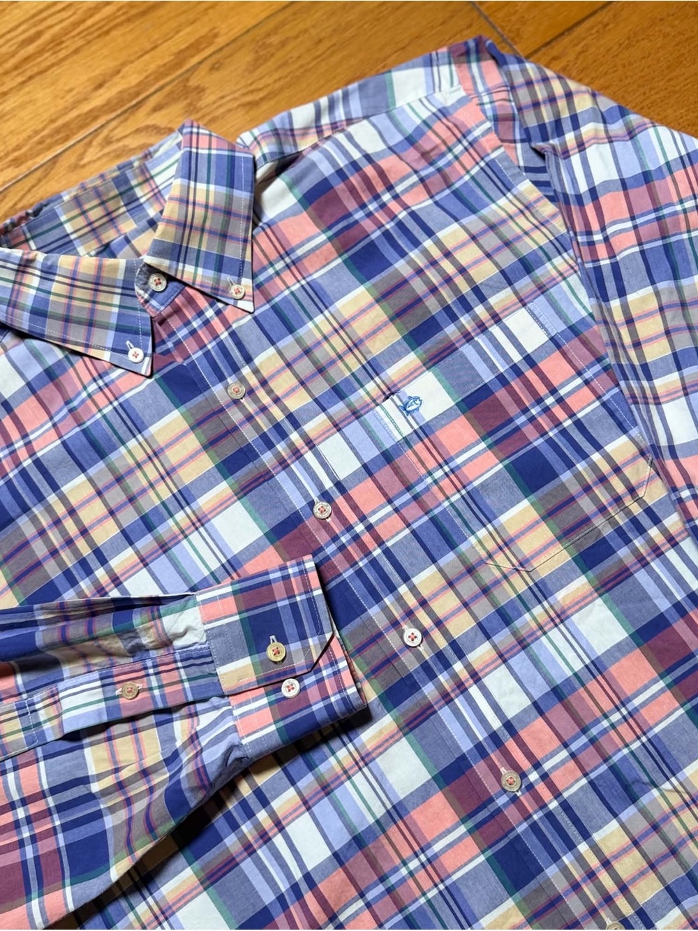 Southern Tide Men’s Plaid Button-Down Shirt in Blue, Pink and Yellow